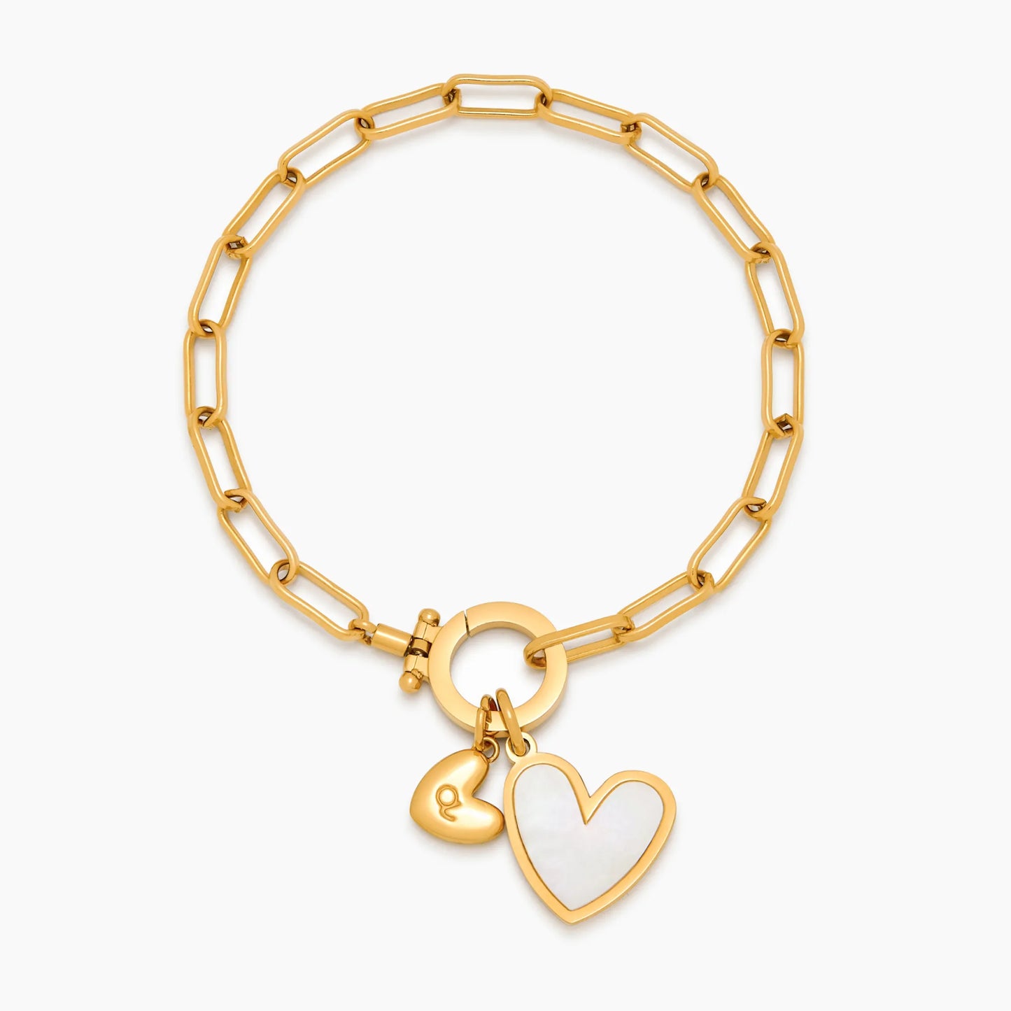Bracelet Initial and Heart Duo Clip Chain in 18k Gold Plating — Women