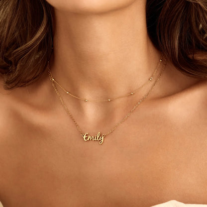 Collar con Nombre en Cursiva con Baño de Oro de 18k — Mujer