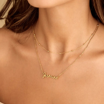 Collar con Nombre en Cursiva con Baño de Oro de 18k — Mujer