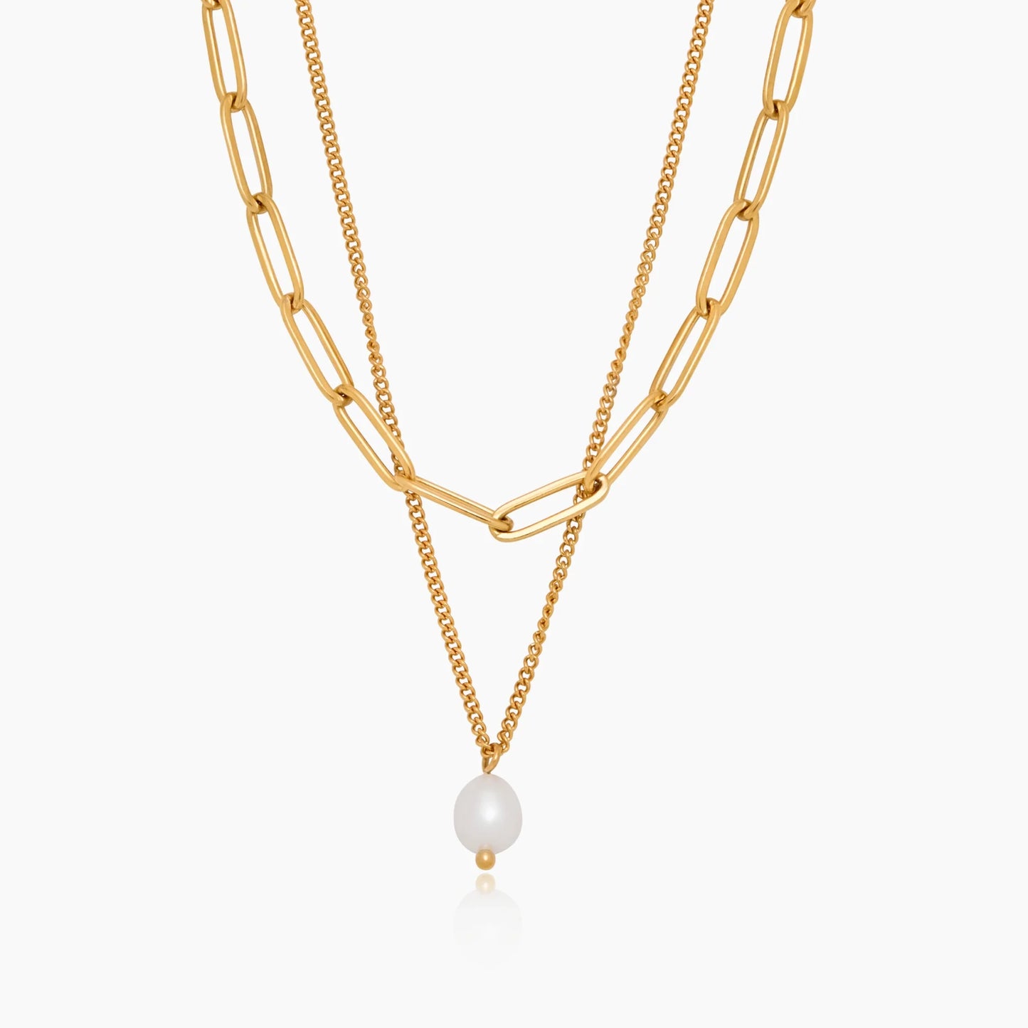 Collar de capas de clip y perla