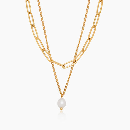 Collar de capas de clip y perla