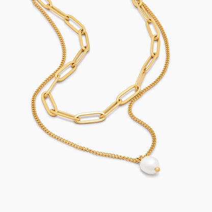 Collar de capas de clip y perla