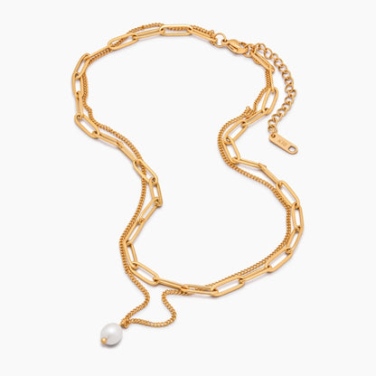 Collar de capas de clip y perla