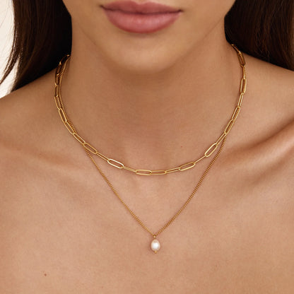 Collar de capas de clip y perla