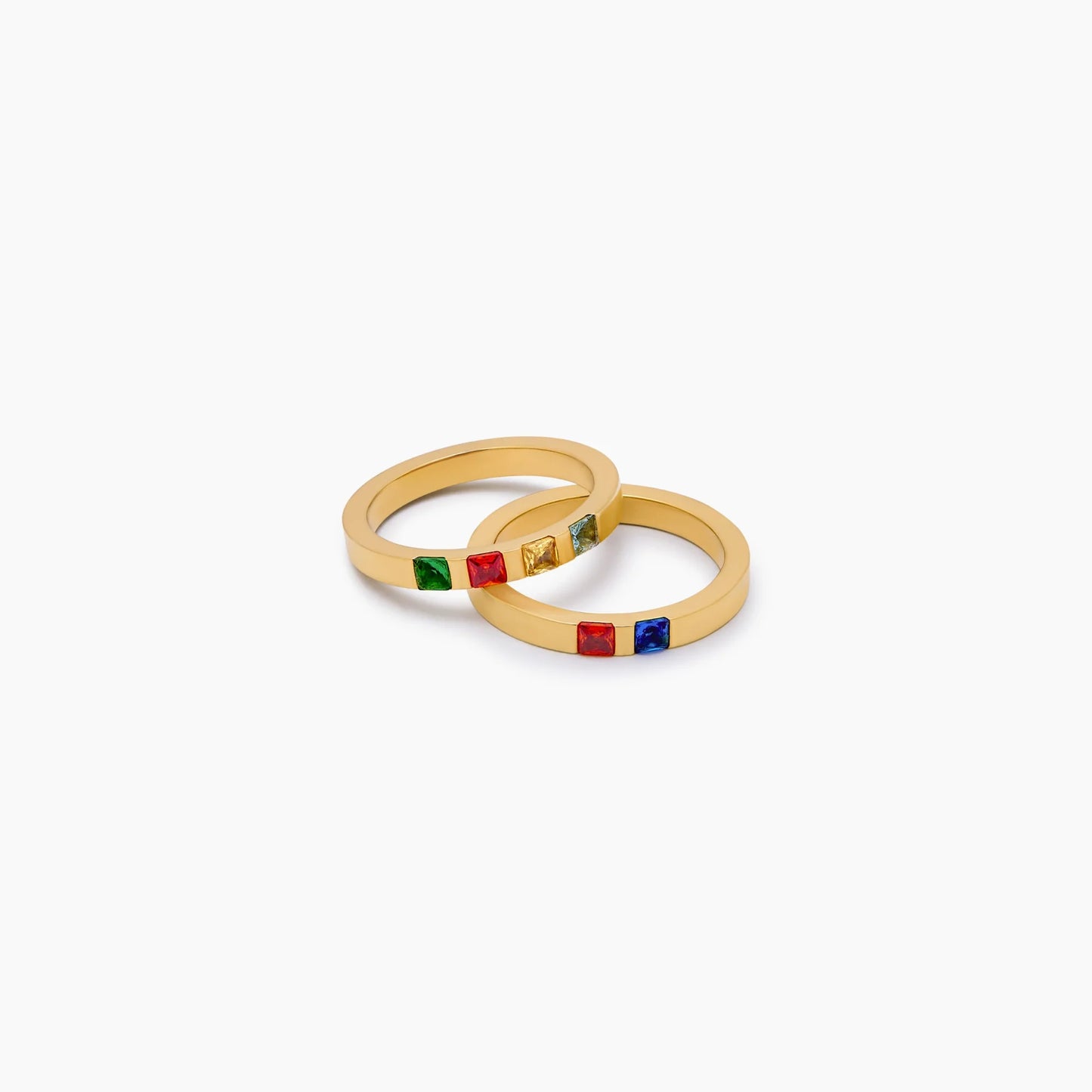 Anillo de banda de piedra natal con corte princesa