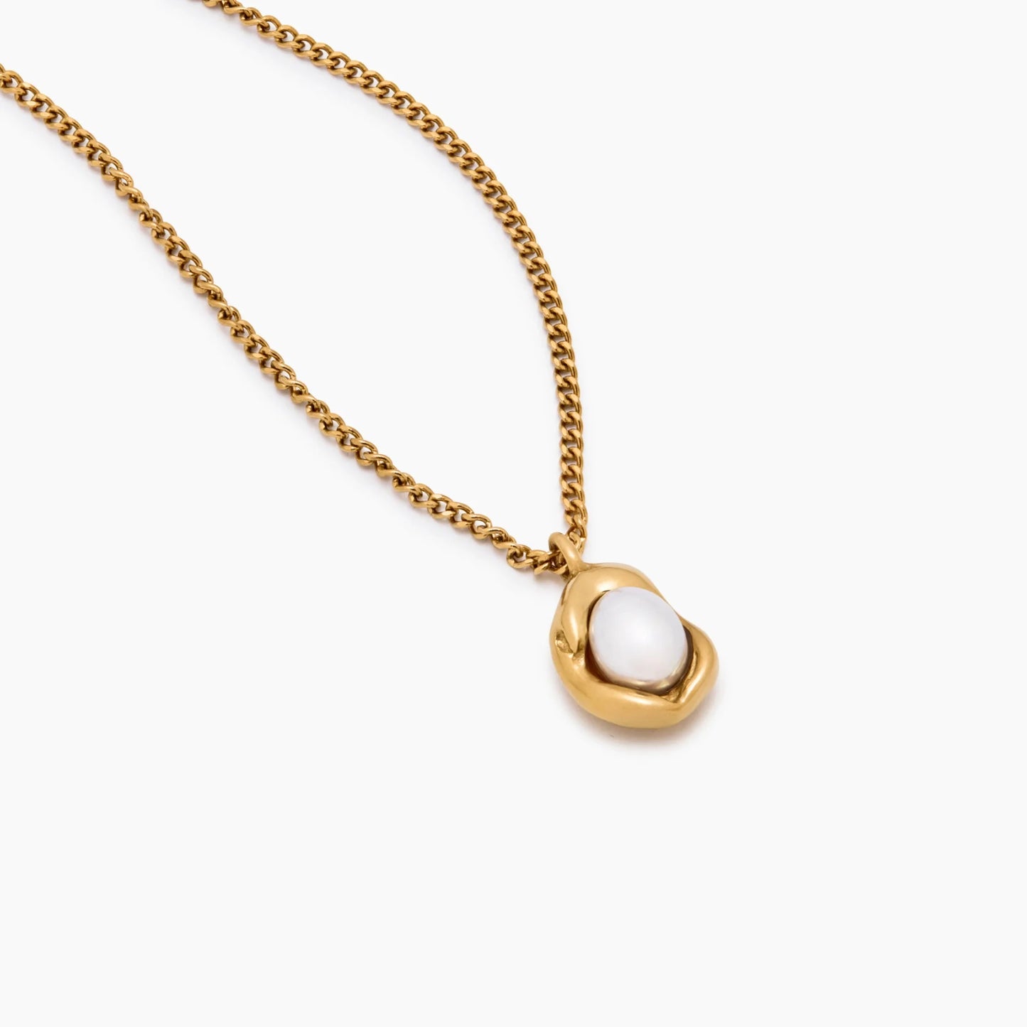 Pearl Moon Pendant Necklace in 18k Gold Plating — Women