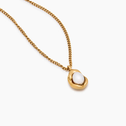 Pearl Moon Pendant Necklace in 18k Gold Plating — Women