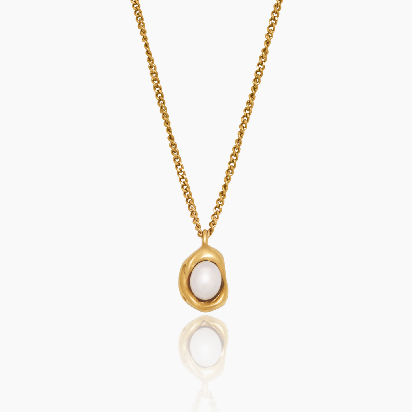 Pearl Moon Pendant Necklace in 18k Gold Plating — Women