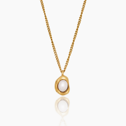 Pearl Moon Pendant Necklace in 18k Gold Plating — Women