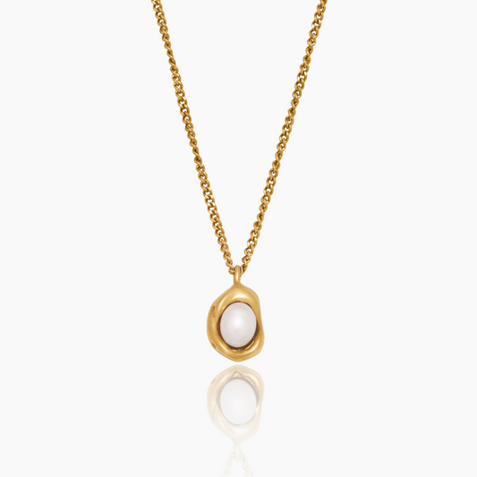 Collier Perla Luna avec Pendentif Plaqué Or 18 carats — Femme