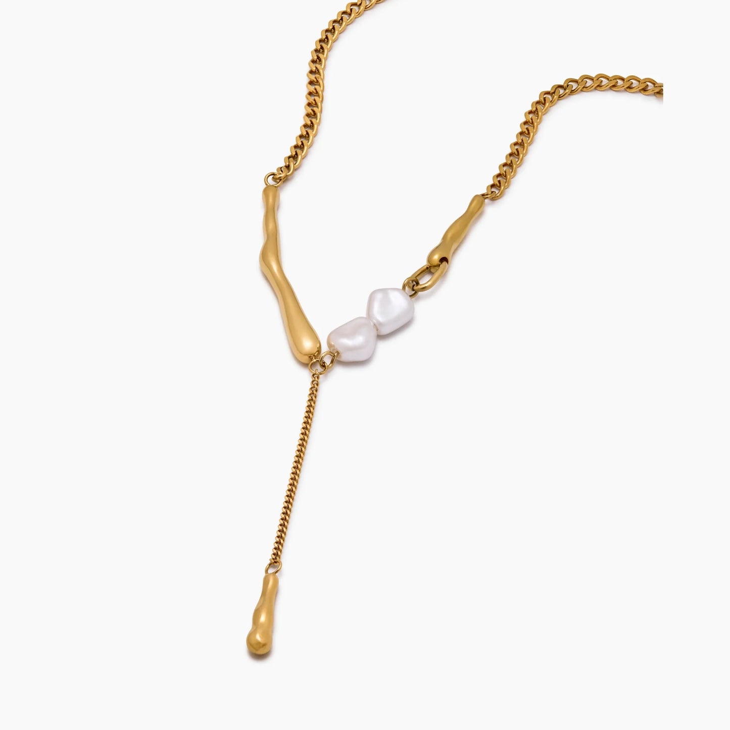 Collar Barra Perlas Elara con Baño de Oro de 18k — Mujer
