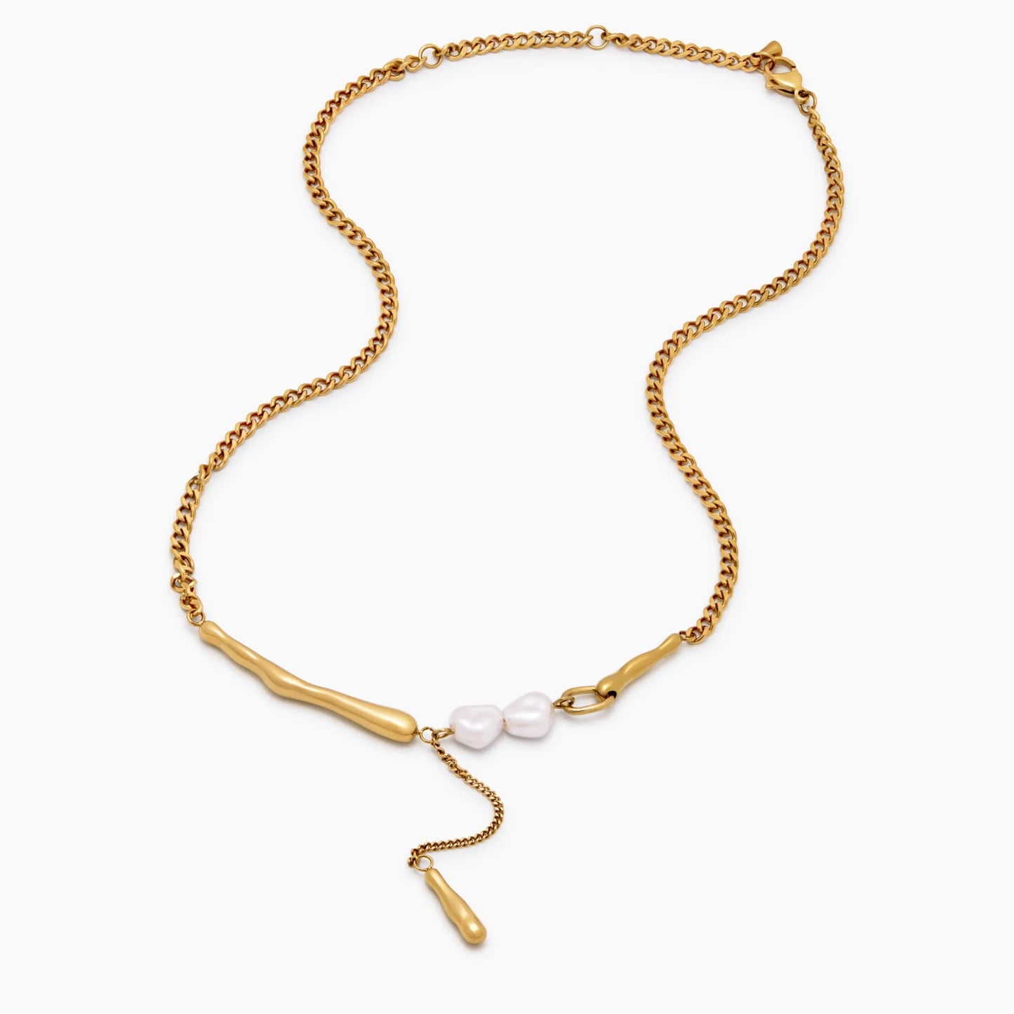 Collar Barra Perlas Elara con Baño de Oro de 18k — Mujer