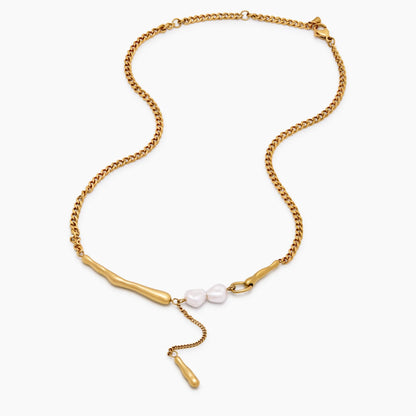 Collar Barra Perlas Elara con Baño de Oro de 18k — Mujer