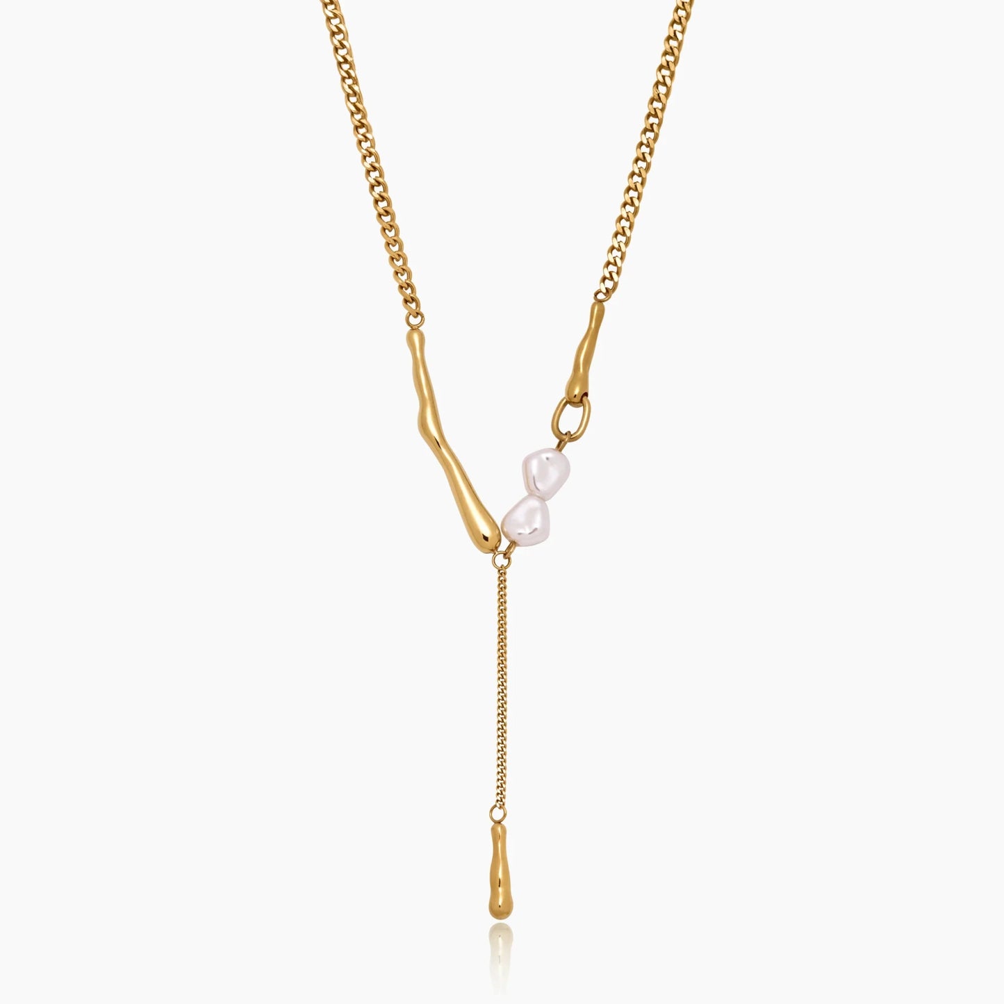 Collar Barra Perlas Elara con Baño de Oro de 18k — Mujer