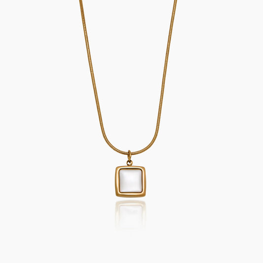 Collier Pendentif Carré Nacre Plaqué Or 18 carats — Femme