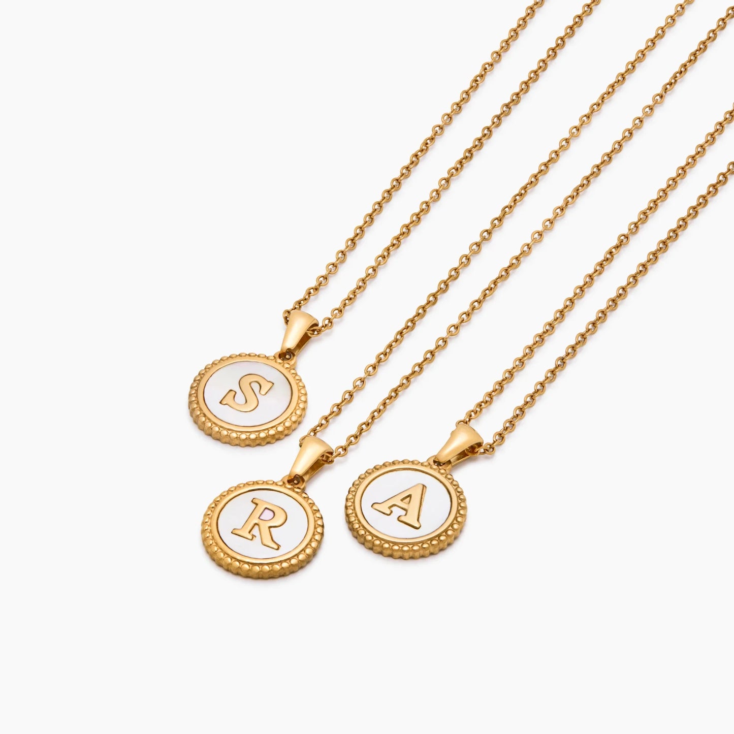 Collar Inicial Nácar Colgante en Baño Oro 18k — Mujer