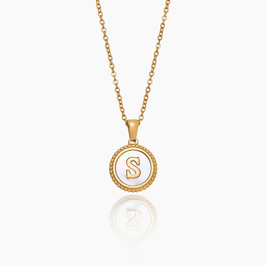 Collar Inicial Nácar Colgante en Baño Oro 18k — Mujer