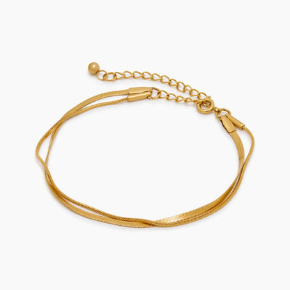 18K Gold Plated Double Chain Snake Bracelet — Women