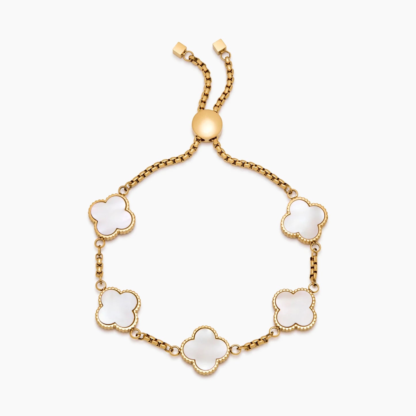 Pulsera Trébol Nácar en Baño Oro 18k — Mujer