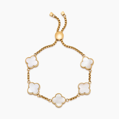 Pulsera Trébol Nácar en Baño Oro 18k — Mujer