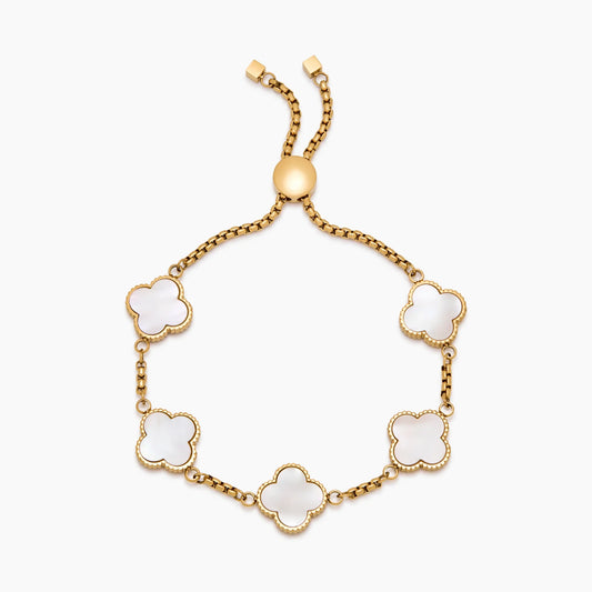 Pulsera Trébol Nácar en Baño de Oro 18k — Mujer