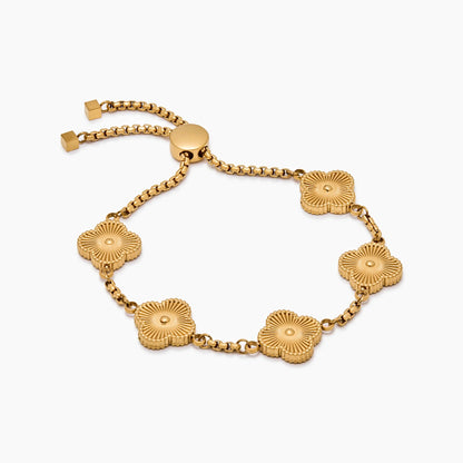 Pulsera Trébol Nácar en Baño Oro 18k — Mujer