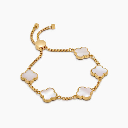Pulsera Trébol Nácar en Baño Oro 18k — Mujer