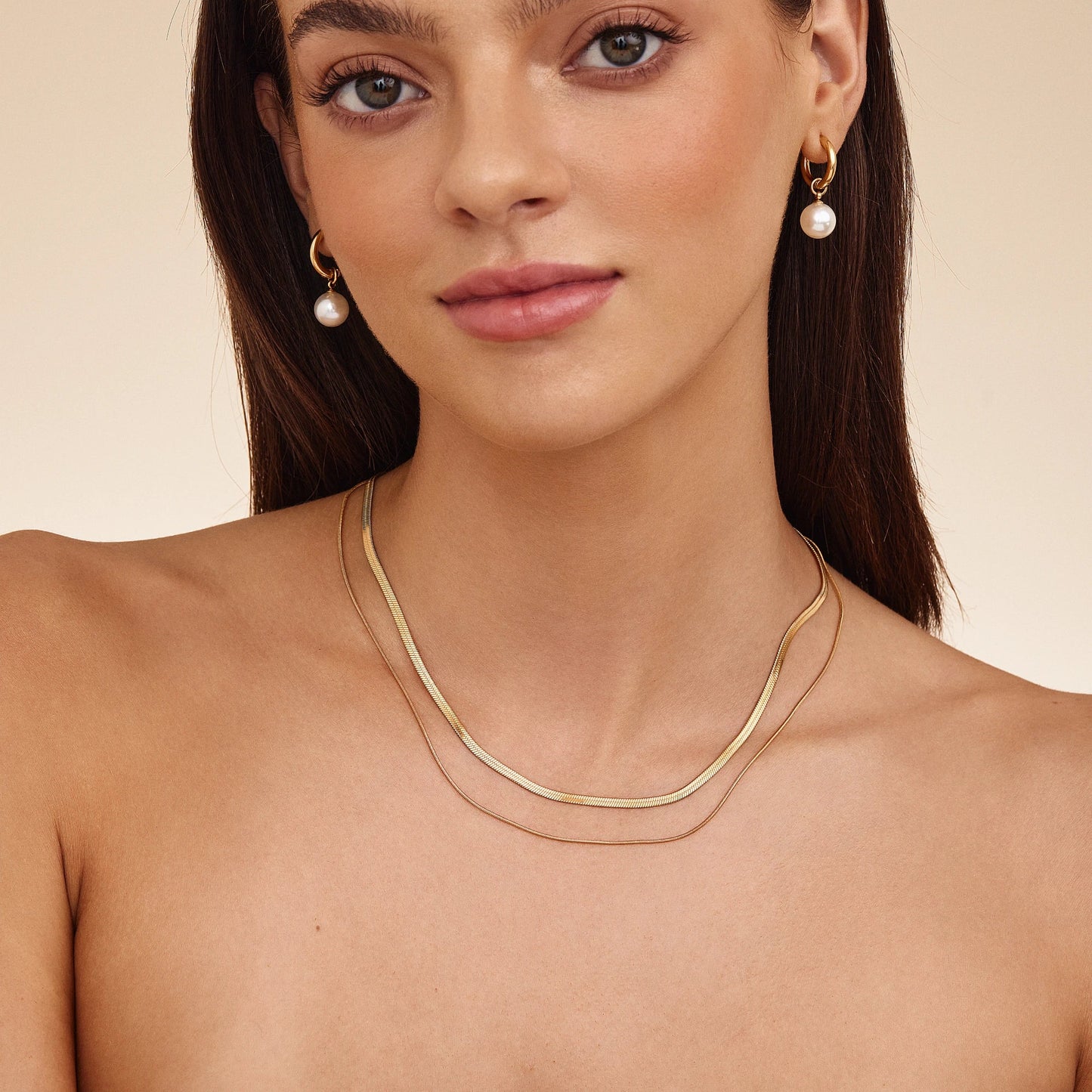 Collar de doble cadena de serpiente en capas