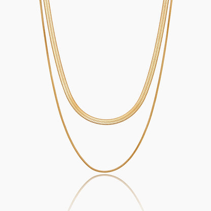 Collar de doble cadena de serpiente en capas