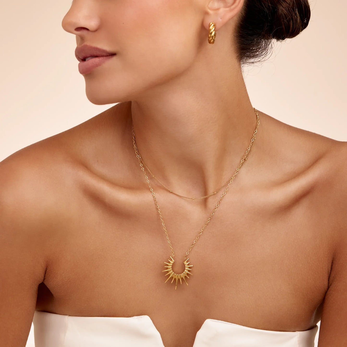 Collar Sol Helia Baño Oro 18k — Mujer