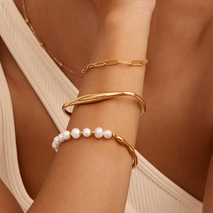 Pulsera de Perlas de Agua Dulce Isla bañada en Oro de 18k — Mujer