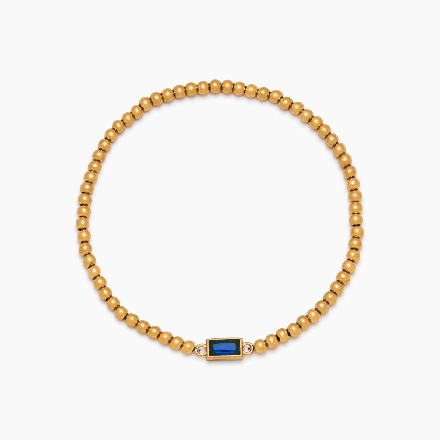 Pulsera de Cuentas Doradas con Piedra Natal en Baño de Oro de 18k — Mujer