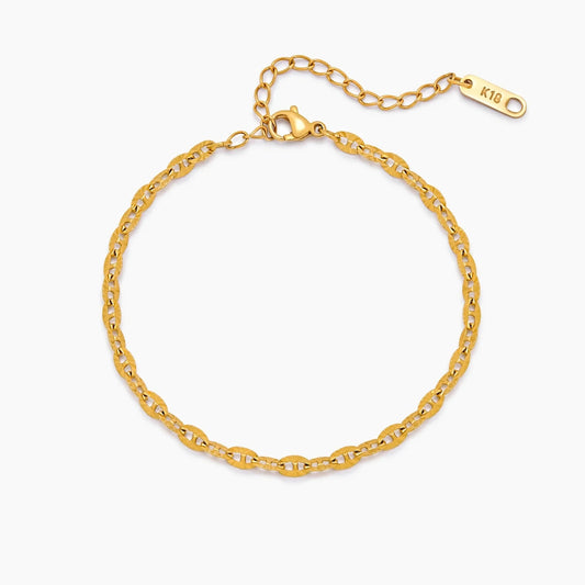 Pulsera Cadena Lentejuela Ancha en Baño Oro 18k — Mujer