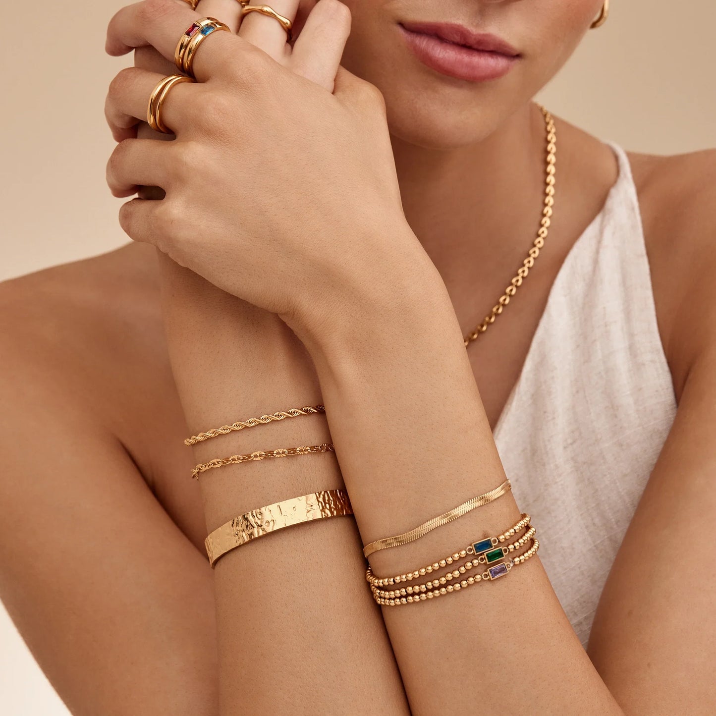 Pulsera Cadena Lentejuela Ancha en Baño Oro 18k — Mujer