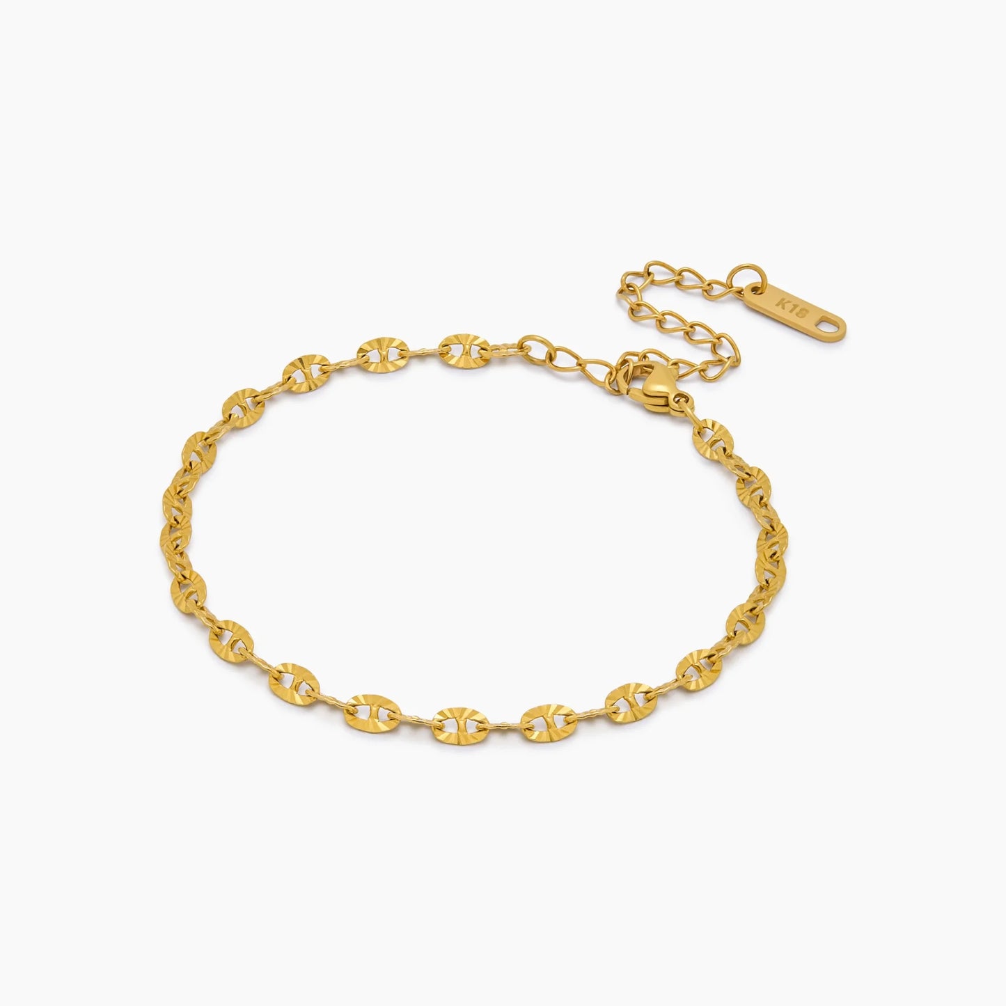 Pulsera Cadena Lentejuela Ancha en Baño Oro 18k — Mujer