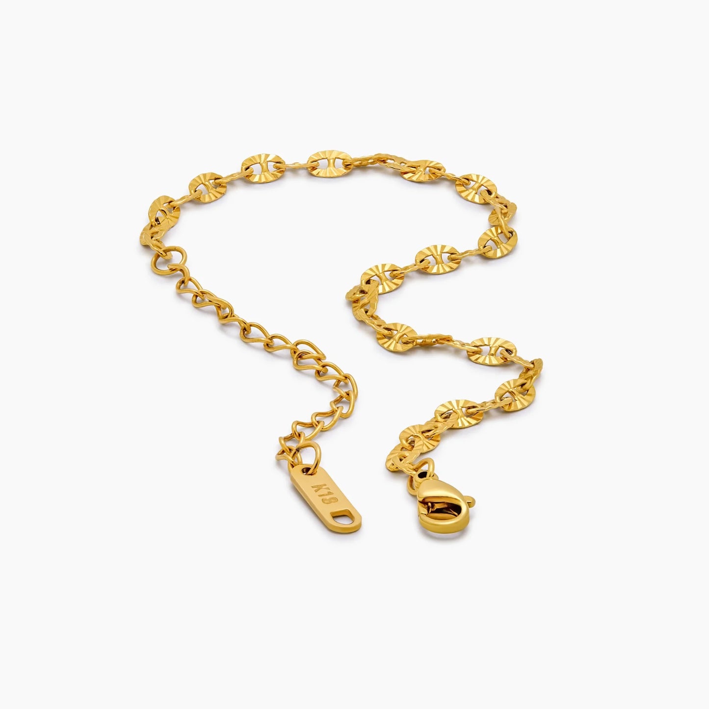 Pulsera Cadena Lentejuela Ancha en Baño Oro 18k — Mujer