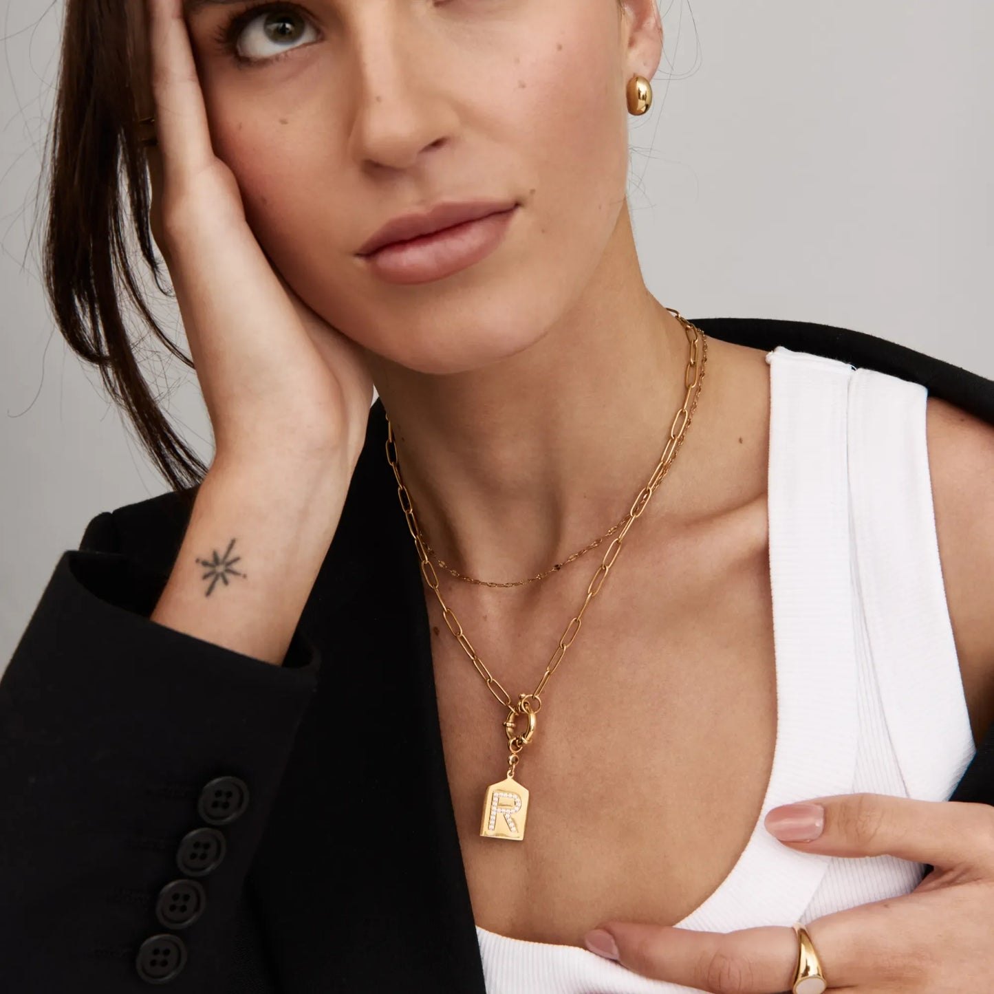 Collar con Inicial Pavé en Plata de Ley 925 - Mujer