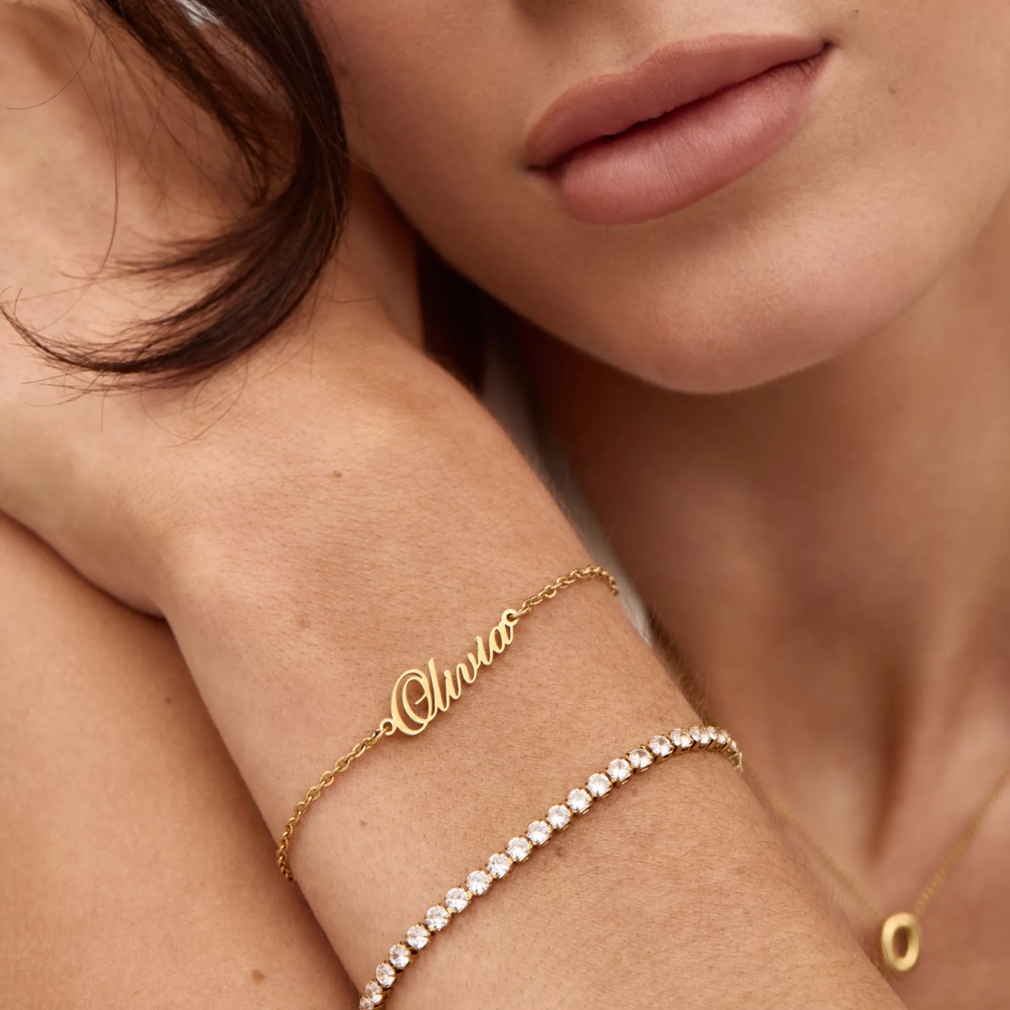 18k Gold Plated Cursive Name Bracelet — Women