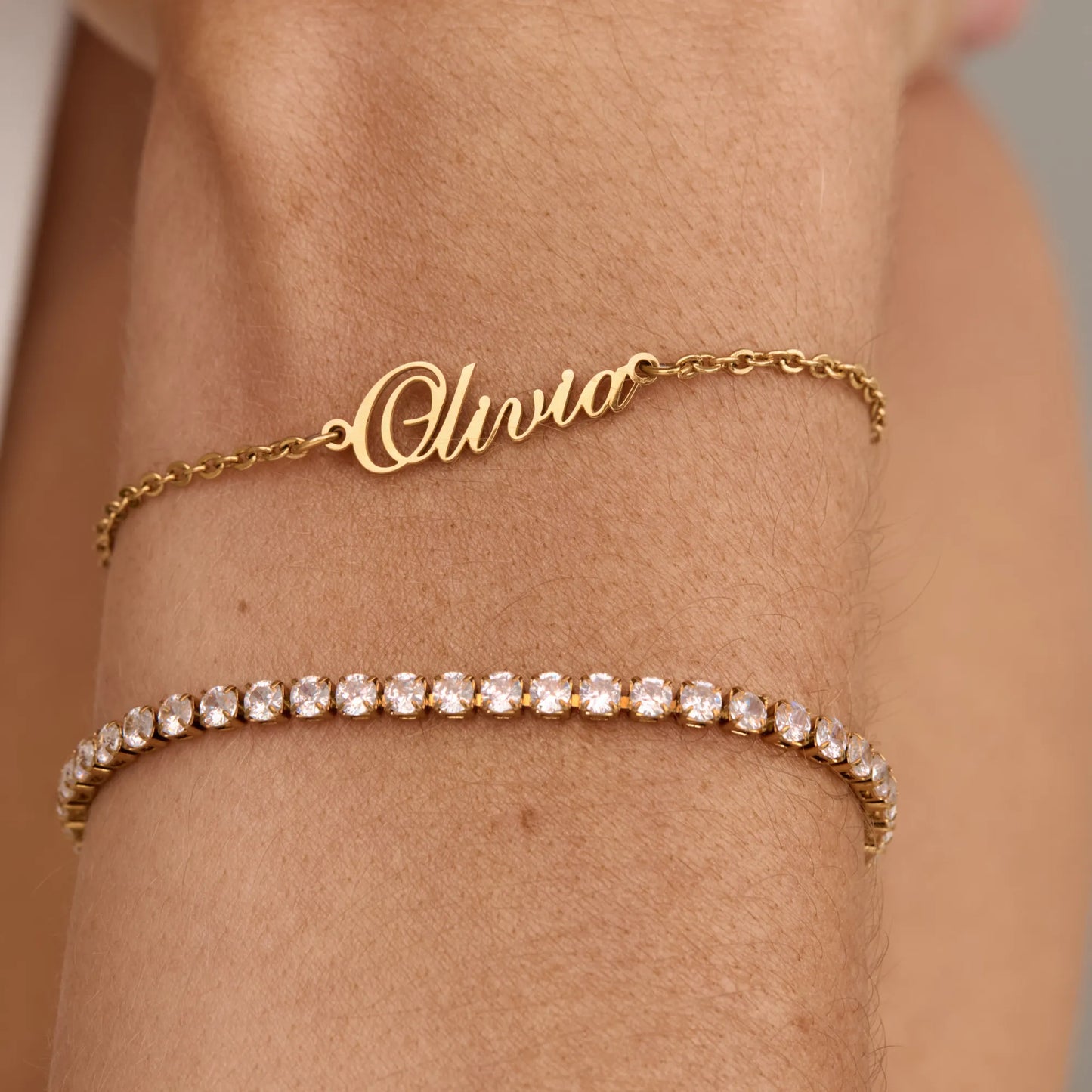 18k Gold Plated Cursive Name Bracelet — Women