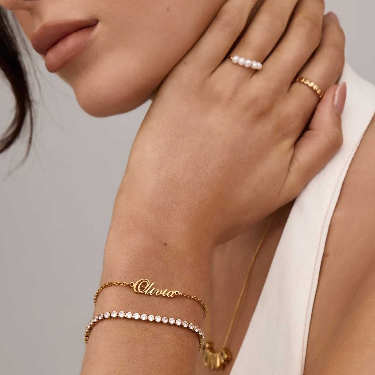 18k Gold Plated Cursive Name Bracelet — Women