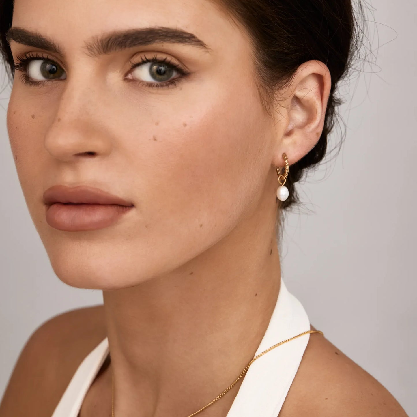 Pendientes de Aro Mini Trenzados con Perlas