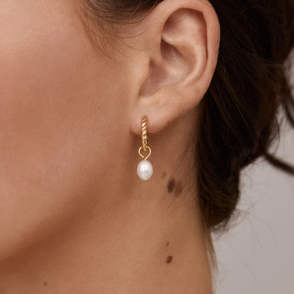 Pendientes de Aro Mini Trenzados con Perlas