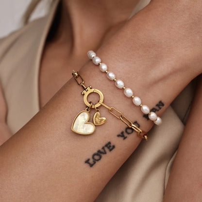 Bracelet Initial and Heart Duo Clip Chain in 18k Gold Plating — Women