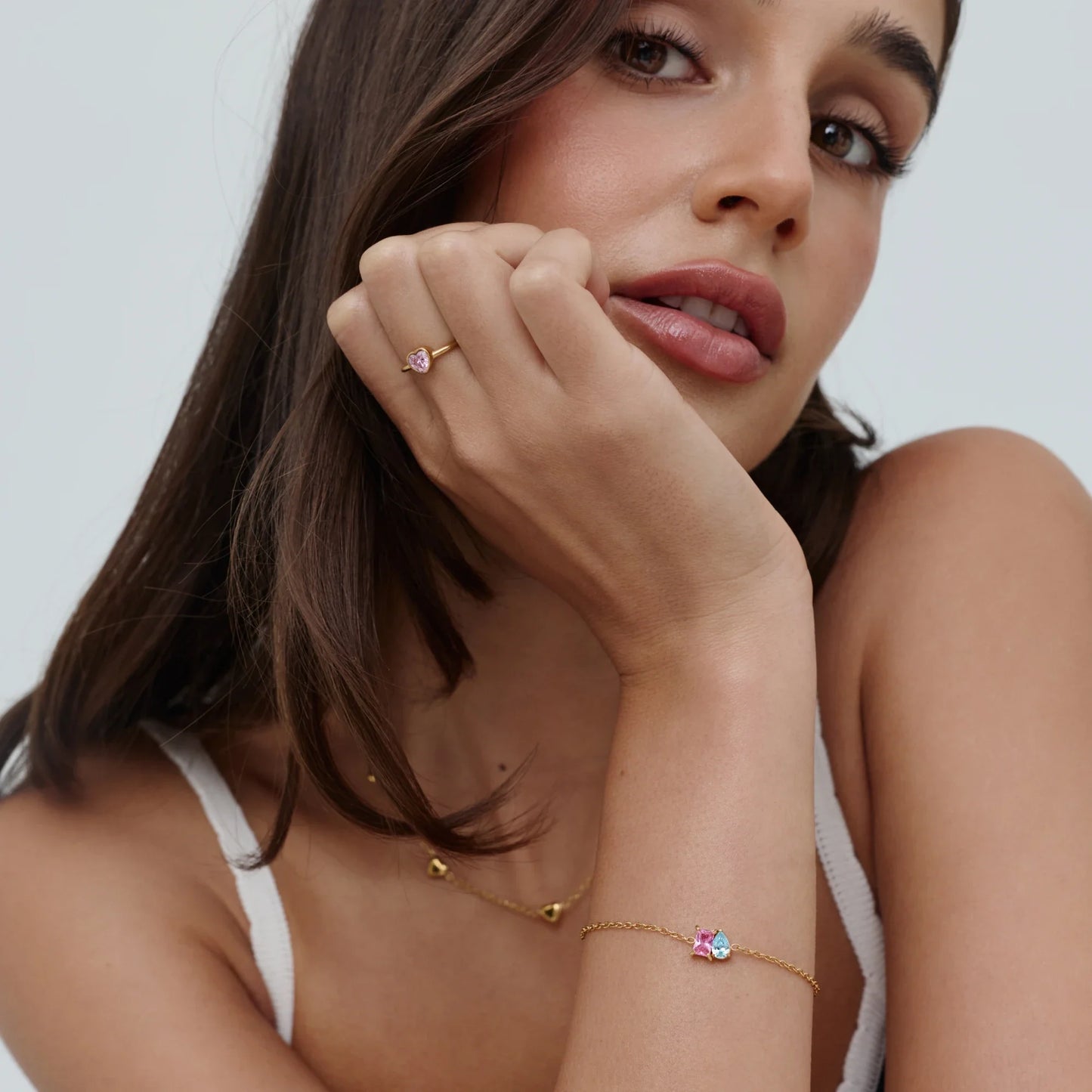 Pulsera Dúo Piedras Natales Para Siempre en Baño Oro 18k — Mujer