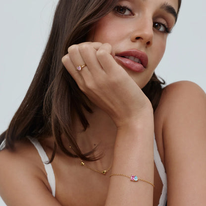 Pulsera Dúo Piedras Natales Para Siempre en Baño Oro 18k — Mujer