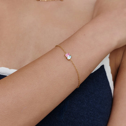 Pulsera Dúo Piedras Natales Para Siempre en Baño Oro 18k — Mujer