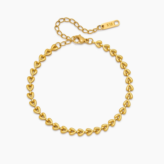 18k Gold Plated Heart Chain Bracelet — Women's