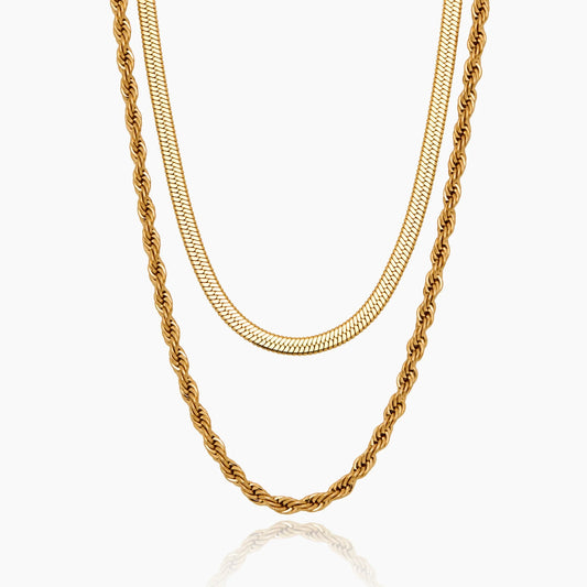 Collar de capas de espiga y cadena de cuerda
