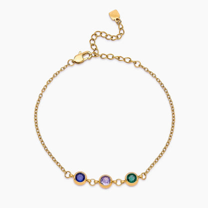 Pulsera Personalizada de Varias Piedras de Nacimiento con Baño de Oro de 18 quilates — Mujer