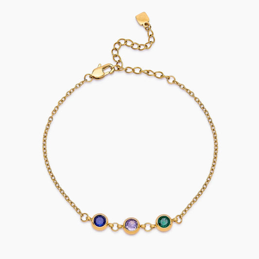 Pulsera Personalizada Multi Piedra Natal en Baño Oro 18k — Mujer